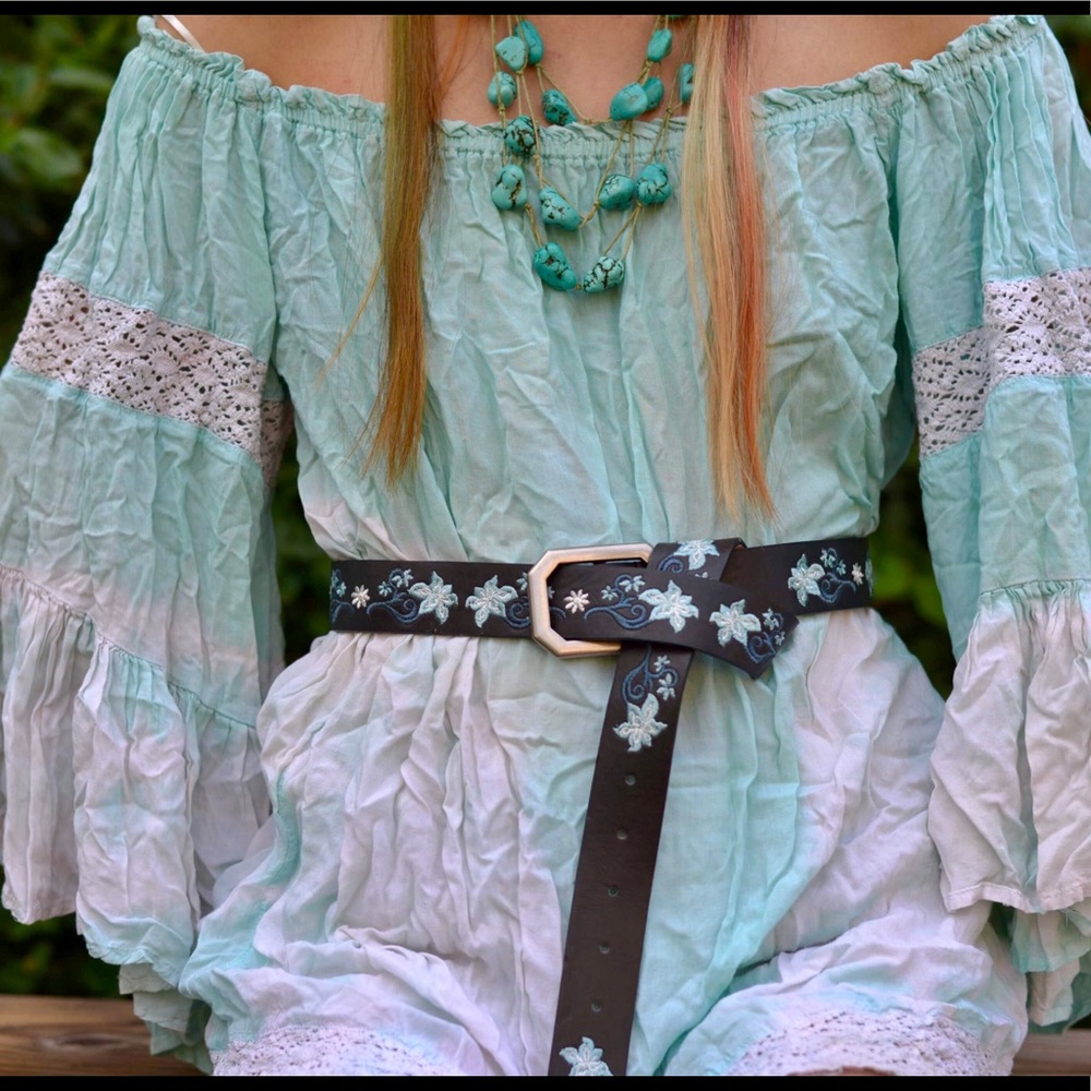 Anthropologie turquoise blue cover up blouse